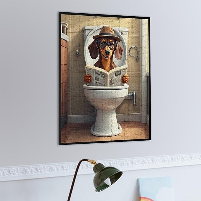 Jigsaw Puzzles for Adults 500 Piece - Lavatory Dachshunds Dog Wooden Puzzle，Challenge Puzzles Puzzle Games， Stress Relief Games，Funny Puzzles，Unique Gifts for Wall Art