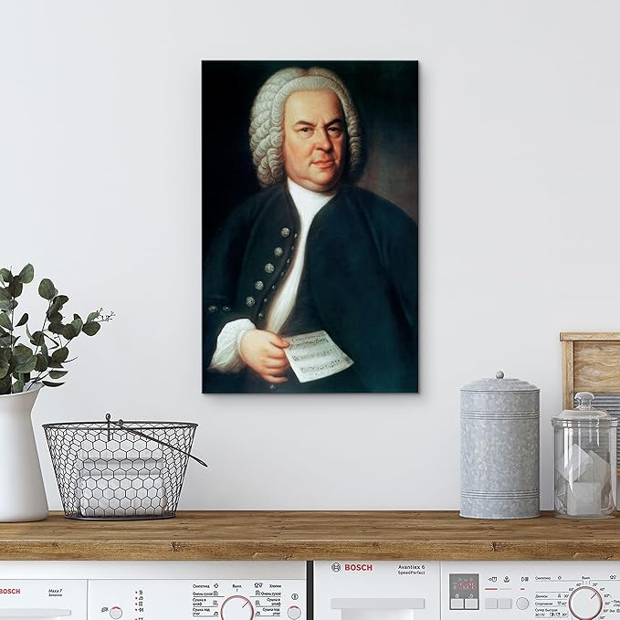 wall26 Canvas Print Wall Art Portrait of Johann Sebastian Bach People Pop Culture Historical Realism Famous Closeup Colorful Multicolor Classical for Living Room, Bedroom, Office - 24"x36"