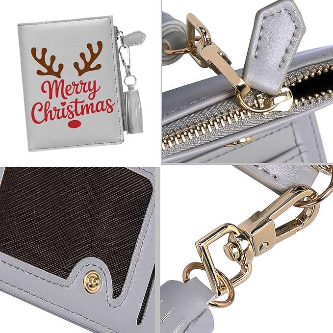 GEEAD Custom Design Small Wallets for Women Bifold Slim Coin Purse Zipper ID Card Holder for Christmas