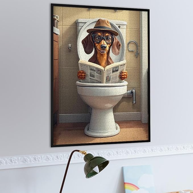 Jigsaw Puzzles for Adults 1000 Piece - Lavatory Dachshunds Dog Wooden Puzzle，Challenge Puzzles Puzzle Games， Stress Relief Games，Funny Puzzles，Unique Gifts for Wall Art