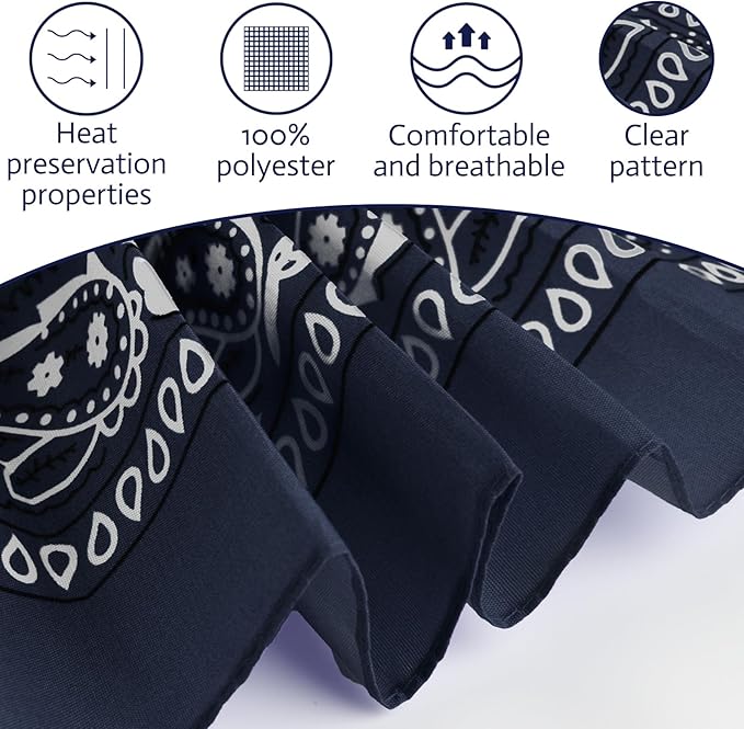 PLULON 30 Pack Bandanas for Men Women, Polyester Novelty Paisley Pattern Bandana Headbands Wristband Neckerchief Cowboy