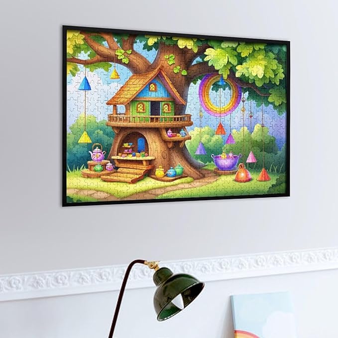 Wooden Puzzle - Fantastical Treehouse Escape Jigsaw Puzzles，Wooden Puzzles for Adults 500 Pieces Challenge Puzzles，Educational Games，Family Puzzles，Unique Gifts for Wall Art