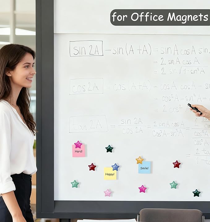 KEYDUACU 16Pcs Strong Star Refrigerator Magnet Fridge Sticker,Colorful 3D Craft Decoration Magnet,Strong Fridge Magnets for Kitchen,Office Whiteboard, Cabinet and Dishwasher (Colorful Star)