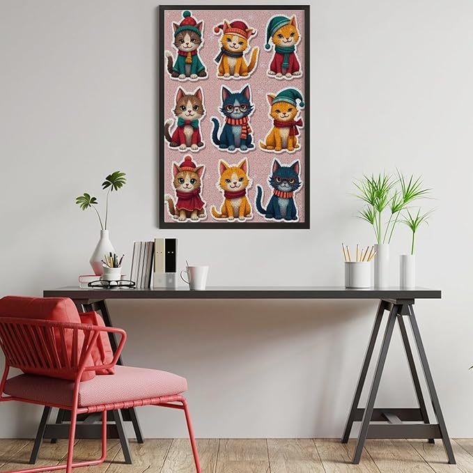 Wooden Puzzle 1000 Pieces Adult - Christmas Cat Puzzle Christmas Puzzles, Holiday Puzzles, Family Toys, Party Games, Jigsaw Puzzle Challenge and Funny