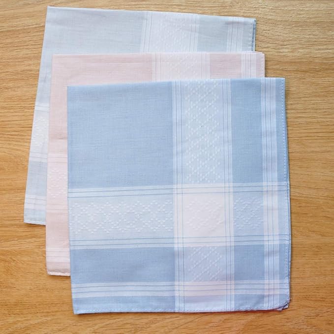 Soft Cotton Handkerchiefs for Men with Elegant Pattern in Assorted Color, 16 inches Large hankies