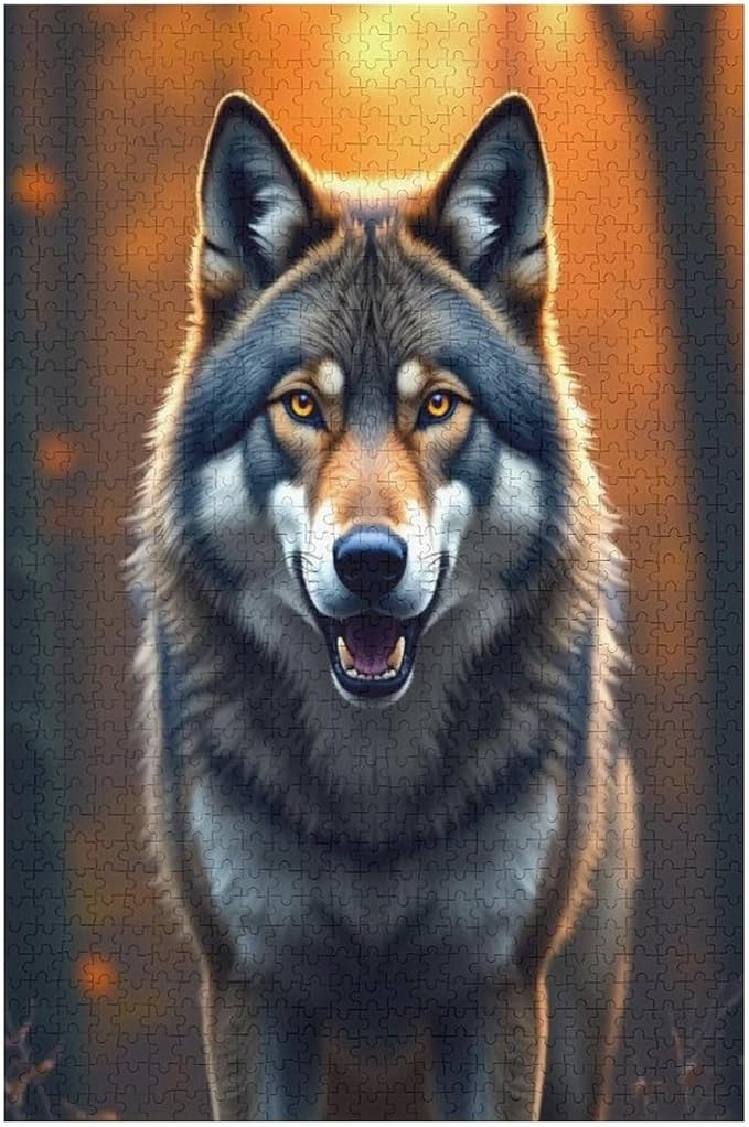 Puzzles for Adults 1000 Pieces Wooden Jigsaw Puzzle - King of Wolves Theme Puzzle，Party Games，Family Toys，Educational Puzzles，Stress Relief Wooden Puzzle，Gifts for Family，Colleagues and Friends