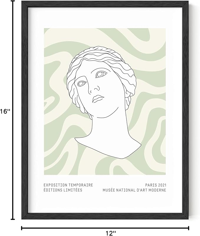 HAUS AND HUES Green Aesthetic Posters, Sage Green Wall Art, Danish Pastel Room Decor, Geometric Print (Unframed, 12x16)