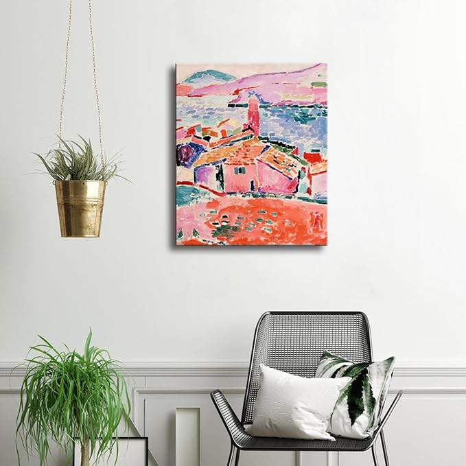 Wieco Art Canvas Print Wall Art View of Collioure 1905 by Henri Mattise Abstract Colorful Art Matisse Posters Canvas Prints for Wall and Home Office Decorations