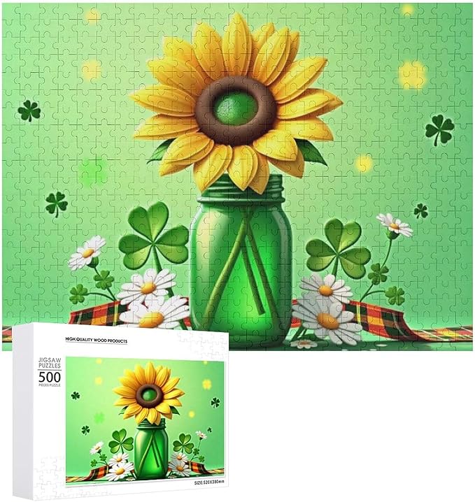 Wooden Puzzle - St Patrick's Day Gnome Wooden Puzzles for Adults 500 Pieces Challenge Puzzles，Educational Games，Family Puzzles，Unique Gifts for Wall Art ，Funny Puzzles