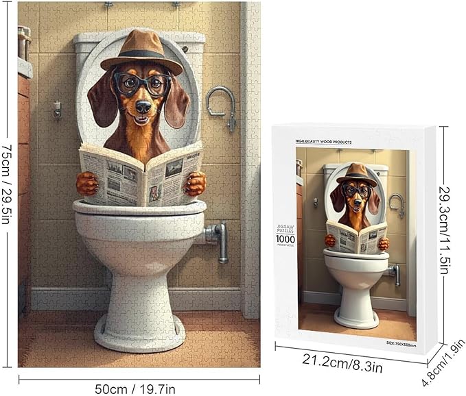 Jigsaw Puzzles for Adults 1000 Piece - Lavatory Dachshunds Dog Wooden Puzzle，Challenge Puzzles Puzzle Games， Stress Relief Games，Funny Puzzles，Unique Gifts for Wall Art