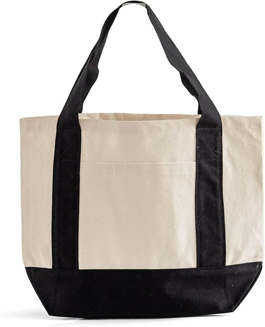 TBF 12 Pack Mini Iconic Canvas Shopping Bags with Gusset – Reusable Eco-Friendly Tote Bags with Handles