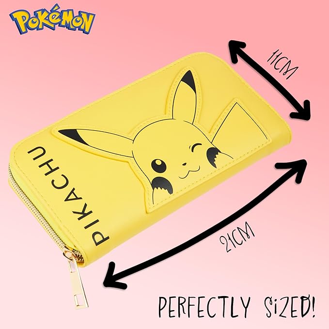 Pokemon Purses for Women Teenagers Girls - Large Ladies Purse with Card Slots Zipped Coin Pouch Travel - Gifts for Her