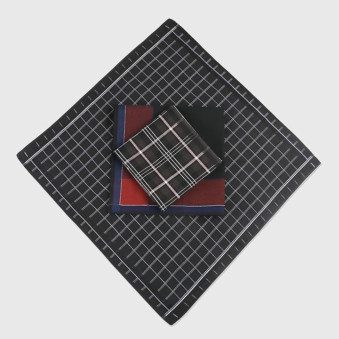 HOULIFE Men’s Handkerchiefs, Black Cotton Handkerchiefs for Men, 17x17 11 Pcs