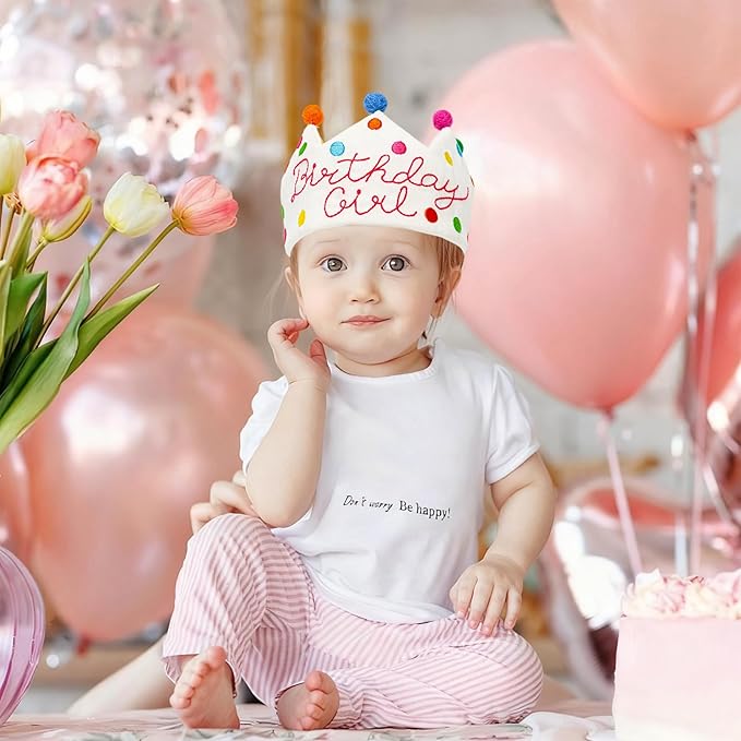 Personalized Hand Embroidered Crown, Customed Birthday Crowns for Kids Birthdays Party, Fit All Ages