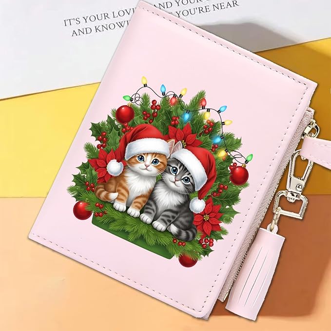 GEEAD Custom Design Small Wallets for Women Bifold Slim Coin Purse Zipper ID Card Holder for Christmas
