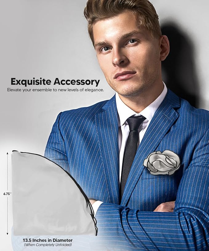 Premium Pre-Folded Four-Point Suit Pocket Square for Men with Sewn Pocket Fold