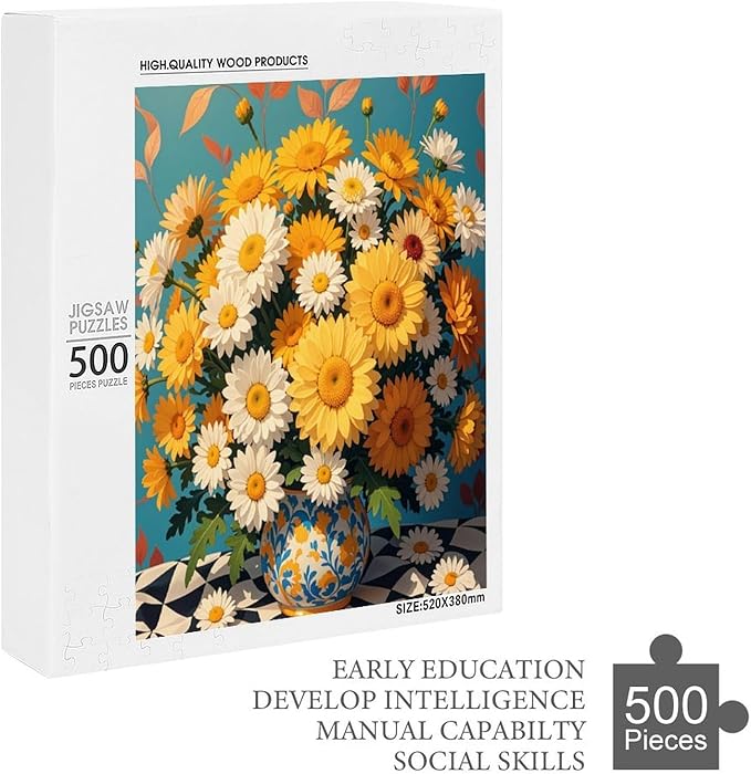 Jigsaw Puzzles for Adults 500 Piece - Chrysanthemum Themed Wooden Puzzles Challenge Puzzles，Educational Games，Family Puzzles，Unique Gifts for Wall Art ，Funny Puzzles