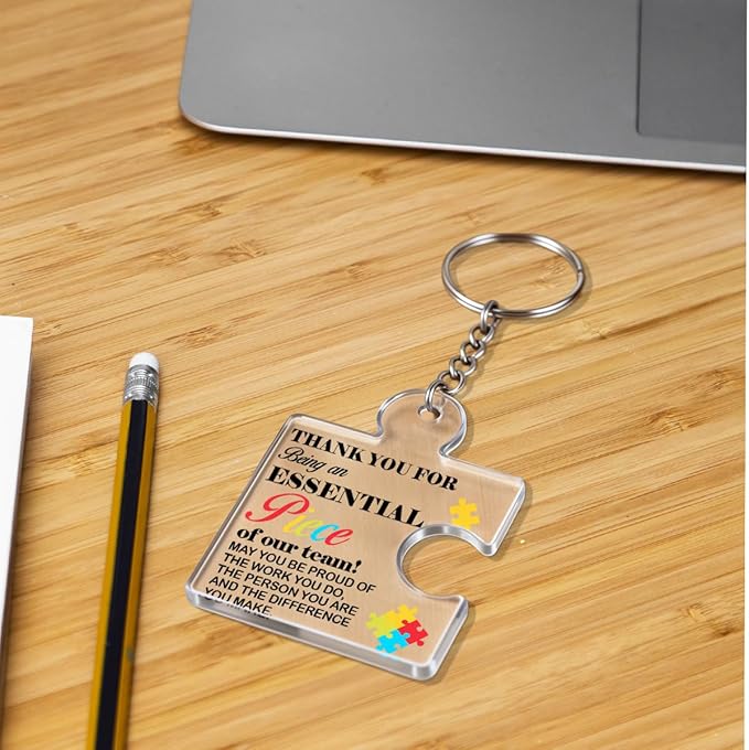 Team Appreciation Gifts for Employee Coworker Staff Bulk, Teamwork Thank You Gift Set Puzzle Piece Acrylic Keychains