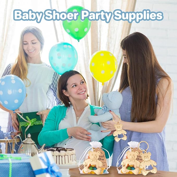 Bottle Openers Baby Shower Return Favors for Guests Cute Bottle Opener Decorations and Souvenirs with Organza Bags Tags for Theme Party Favors(Retro Style,304 pieces) (Teddy bear)
