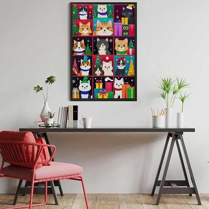 Wooden Puzzle 1000 Pieces Adult - Christmas Dog Cat Puzzle Christmas Puzzles, Holiday Puzzles, Family Toys, Party Games, Jigsaw Puzzle Challenge and Funny