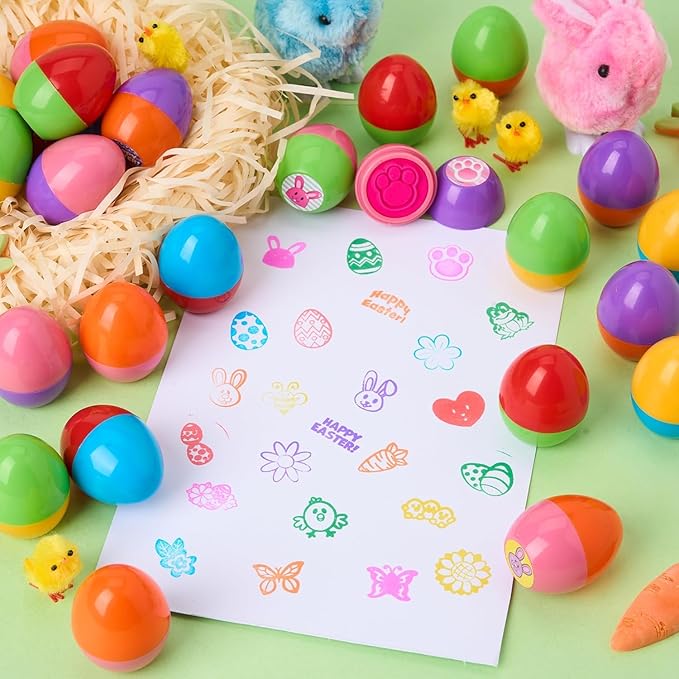 JOYIN 24Pcs Easter Egg Stampers Toys for Easter Eggs Hunt Game, Basket Stuffers Fillers, Stamps Gifts, Kids Party Favor, Classroom Prize Supplies