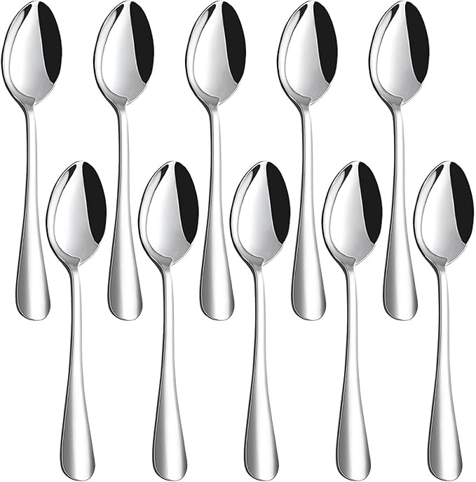 HANSGO Teaspoons Stainless Steel, 6.7 inches Dessert Spoons Silverware Tablespoon for Coffee Cereal Eating, Home Dinner, Kitchen or Restaurant,10PCS