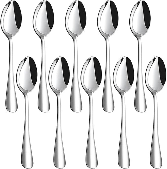 HANSGO Teaspoons Stainless Steel, 6.7 inches Dessert Spoons Silverware Tablespoon for Coffee Cereal Eating, Home Dinner, Kitchen or Restaurant,10PCS