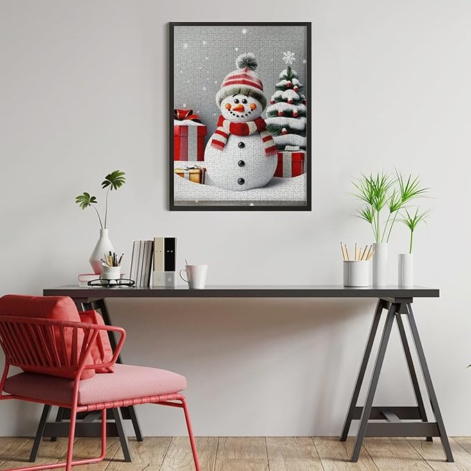 Wooden Puzzles for Adults 500 Pieces, Christmas Winter Snowman, Each Piece is Unique and Perfectly Put Together, are Special Home Decorations, Fun Puzzles, Party Games, Family Toys