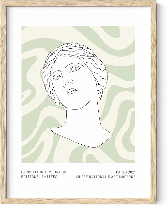 HAUS AND HUES Sage Green Wall Decor – Aesthetic Green Room Art, Danish Pastel Posters, Minimalist Botanical Prints (Beige Frame, 12x16)