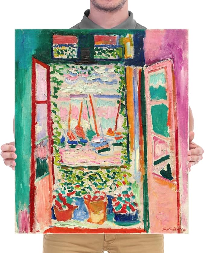 Wieco Art Canvas Print Wall Art Open Window Collioure 1905 by Henri Mattise Abstract Colorful Art Matisse Posters Canvas Prints for Wall and Home Office Decorations