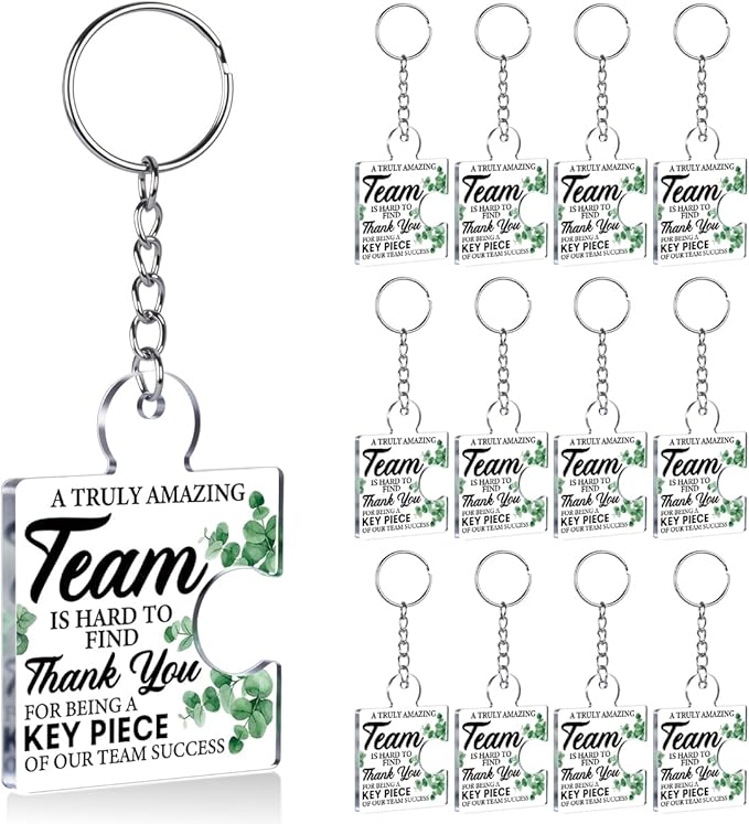 Team Appreciation Gifts for Employee Coworker Staff Bulk, Teamwork Thank You Gift Set Puzzle Piece Acrylic Keychains