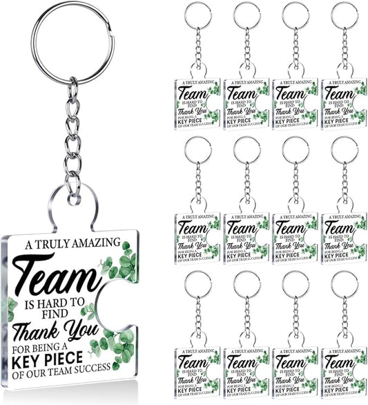 Team Appreciation Gifts for Employee Coworker Staff Bulk, Teamwork Thank You Gift Set Puzzle Piece Acrylic Keychains