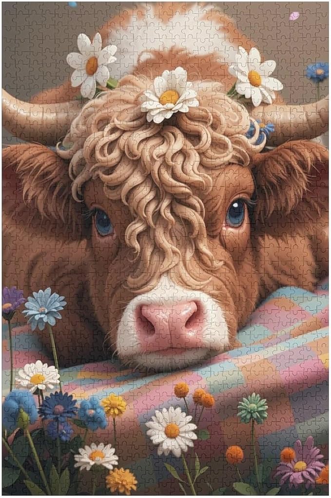 Adult Wooden Puzzle 1000 Pieces - Cute Cow Theme Jigsaw Puzzles， Exquisite Art Design，for Puzzles Challengers and Enthusiasts，Puzzle Games for Children and Adults