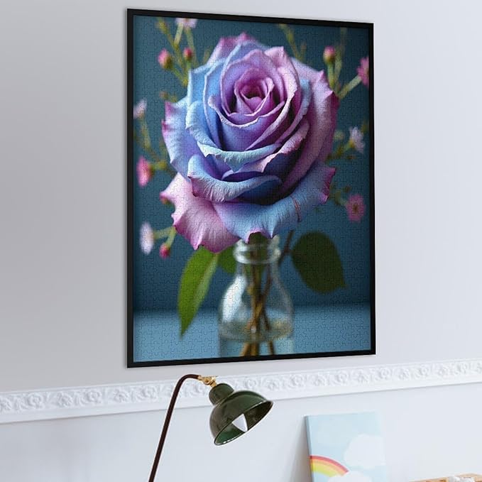 Wooden Puzzles 1000 Piece，Colored Rose Themed Jigsaw Puzzles，Funny Puzzles，Stress Relief Games，Puzzle Games Challenge Puzzles，Educational Games