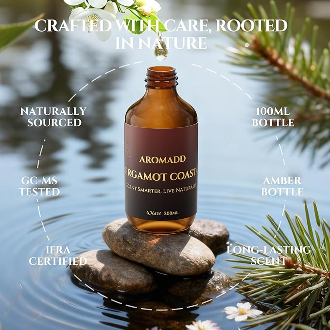 Bergamot Coastal Diffuser Oil Inspired by Luxury Hotel Scent 6.76 Fl Oz (200ml), Aroma Diffuser & Hotel Fragrance Diffuser Oil, Essential Oil Diffuser for Aromatherapy, Long-Lasting