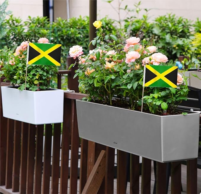 20 Pack Jamaica Flags Jamaican Stick Flag Small Mini Handheld Flags for Decorations,（ 5 × 8inches）, essential for parties and celebrations