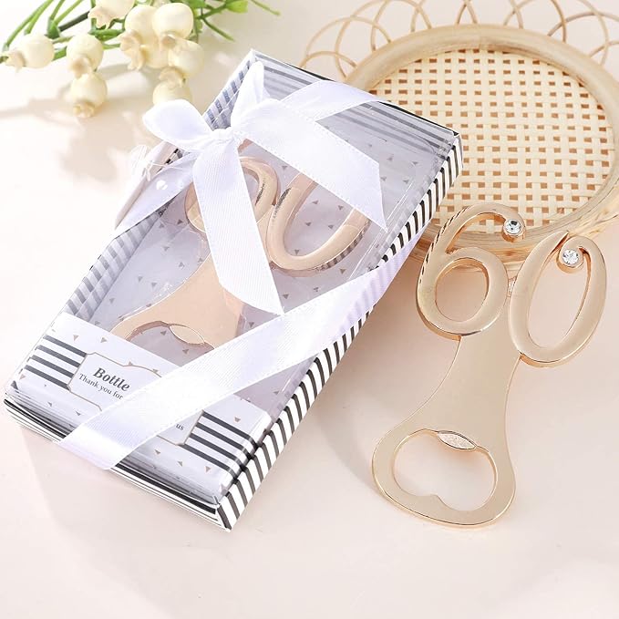 12 Packs Creative Bottle Openers for 60th Birthday Party Favors or 60th Wedding Anniversary Party Gifts 60th Birthday Party Gifts Souvenirs Decorations for Guests(60th)