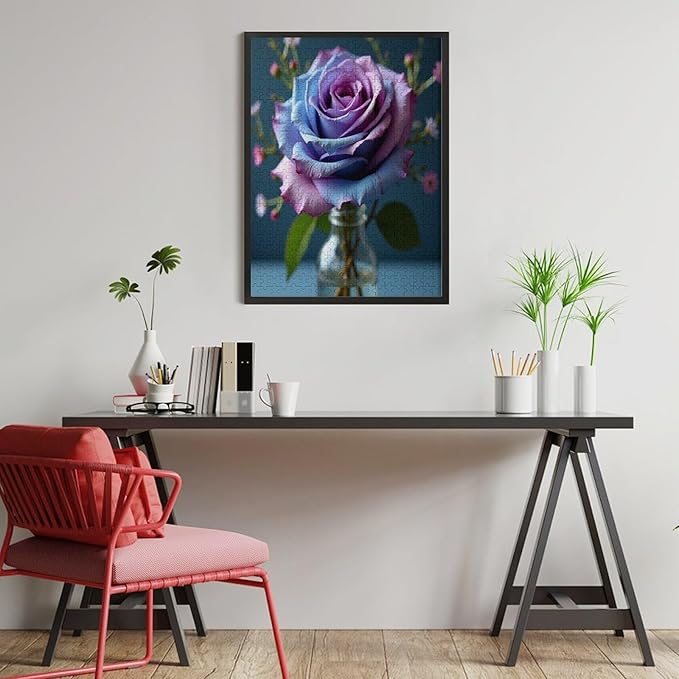 Wooden Puzzles 500 Piece，Colored Rose Themed Jigsaw Puzzles，Funny Puzzles，Stress Relief Games，Puzzle Games Challenge Puzzles，Educational Games