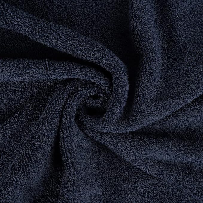 CASA COPENHAGEN Solitaire 6 Pieces Towel Set- Navy Blue, 600 GSM 2 Bath Towel 2 Hand Towel 2 Washcloth, Designed in Denmark Made of Soft Egyptian Cotton for Bathroom, Kitchen & Shower