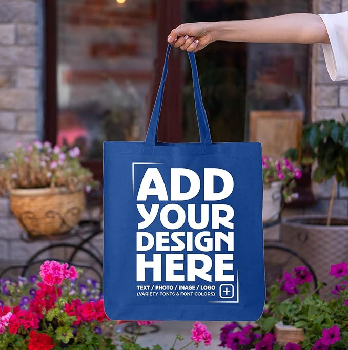 shop4ever Personalized Custom Design Your Own Eco Cotton Tote Reusable Shopping Bag Customizable Gift