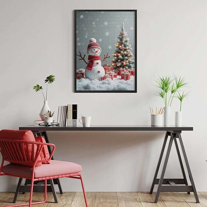 Wooden Puzzles for Adults 500 Pieces, Christmas Winter Snowman, Each Piece is Unique and Perfectly Put Together, are Special Home Decorations, Fun Puzzles, Party Games, Family Toys
