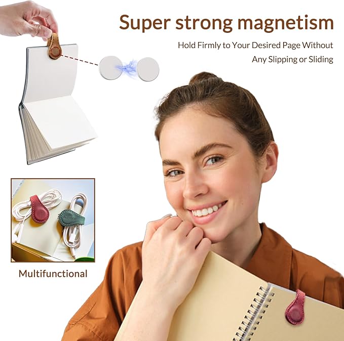 Personalized Magnetic Leather Bookmark - 26 Letters Vintage Engraved Book Marks,Custom Bookmark with Initial,Bookmarks for Women,Reading,Book Lovers (Red, O)
