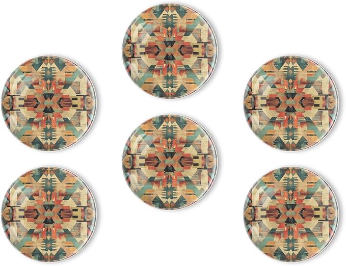 Fridge Magnets 6 Pcs Artistry of Interlocking Geometric Forms Round Strong Magnetic Glass Small Refrigerator Magnet,Home Decoration for Office Whiteboards,Classrooms,Cabinet and Dishwasher