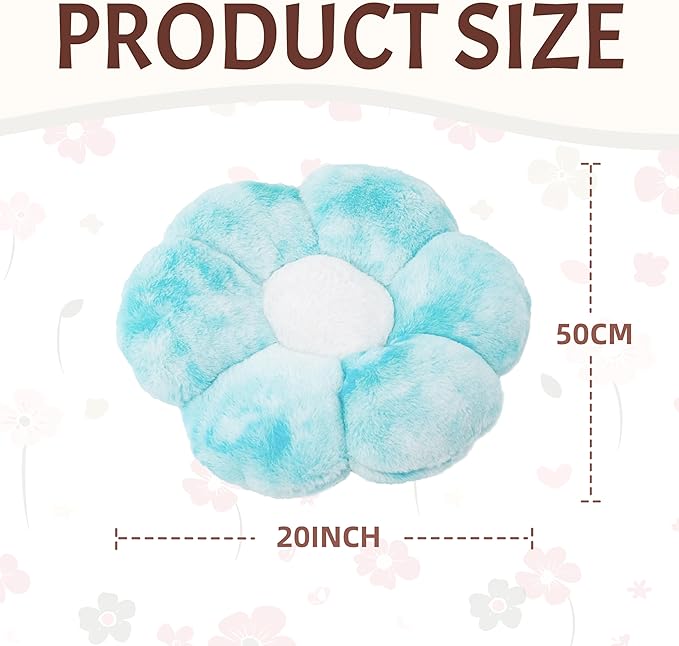 20” Blue Flower Pillow Flower Shaped Throw Pillow Colorful Cute Daisy Flower Pillows Seating Cushions for Adults Kids Throw Pillows Couch Decor