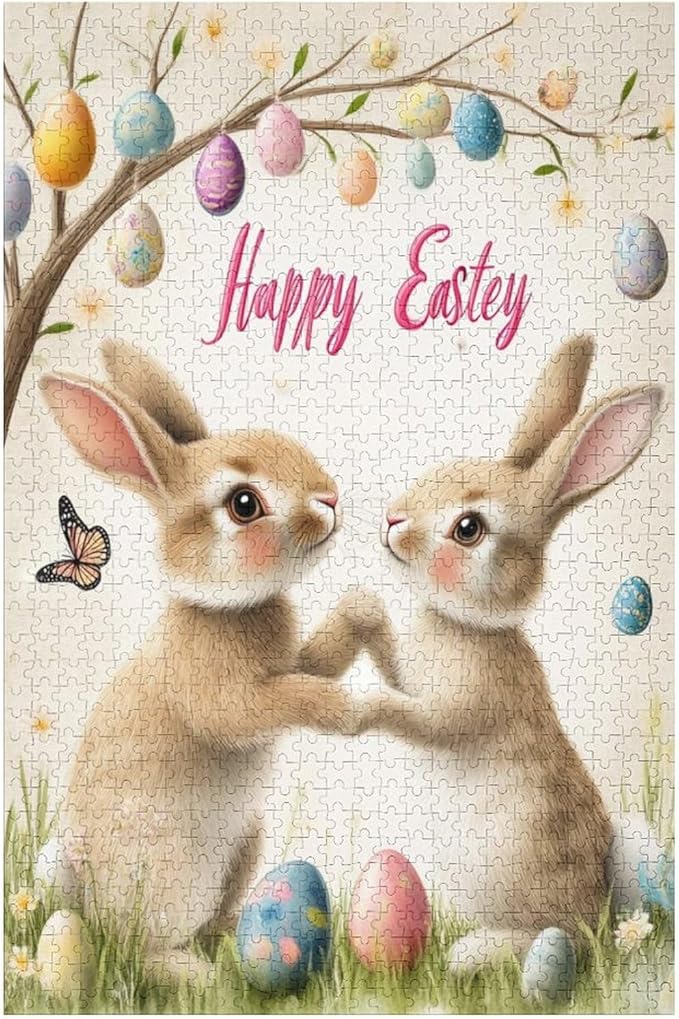 Wooden Puzzle - Easter and The Rabbit Jigsaw Puzzles，Wooden Puzzles for Adults 1000 Pieces Unique Gifts for Wall Art，Challenge Puzzles，Educational Games，Family Puzzles