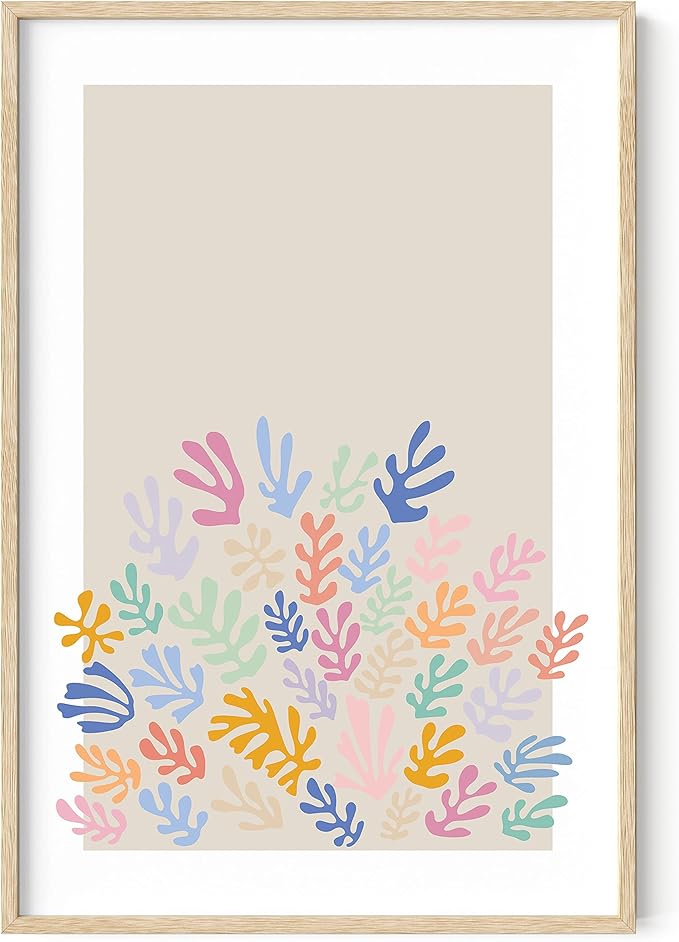HAUS AND HUES Henri Matisse Prints, Matisse Exhibition Poster, Danish Pastel Wall Art, Aesthetic Pastel Room Decor (Beige Frame, 24x36)
