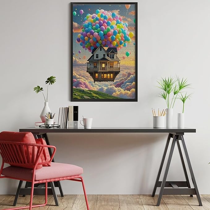 Wooden Puzzle - Floating House Jigsaw Puzzles，Wooden Puzzles for Adults 1000 Pieces Challenge Puzzles，Educational Games，Family Puzzles，Unique Gifts for Wall Art