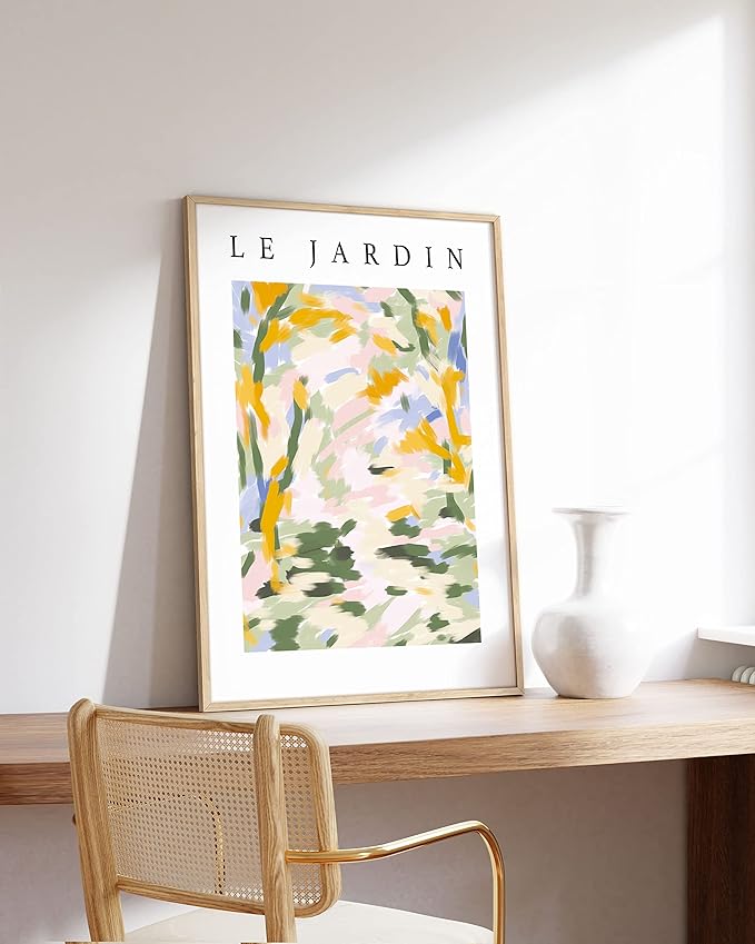 HAUS AND HUES Impressionist Art Posters, Danish Pastel Wall Decor, Artsy Aesthetic Prints, Le Jardin Exhibition Poster (Unframed, 24" x 36")