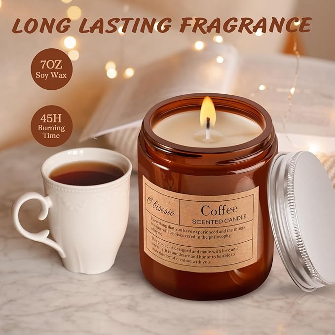 Coffee-Scented Candles,Home Aromatherapy Candels,Soy Wax Candle Gifts—These Fragrant Candes Uplift The Spirit and Refresh The Air.Perfect for Living Rooms and Bedrooms,They Make an Excellent Gift