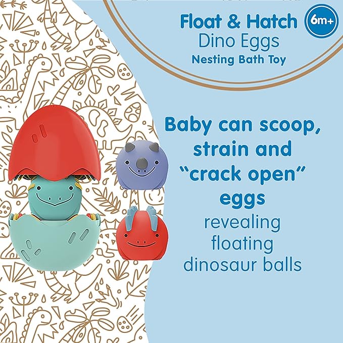 Dr. Brown's CleanUp Dino-Pour Bath Rinse Cup, 0m+ with Dr. Brown's CleanUp Float & Hatch Dino Eggs Nesting Bath Toy, 6m+, BPA Free, Certified Plastic Neutral